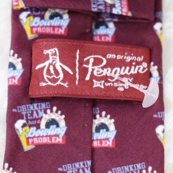 Original Penguin Drinking Team Bowling Problem Tie - Picture 2 of 4